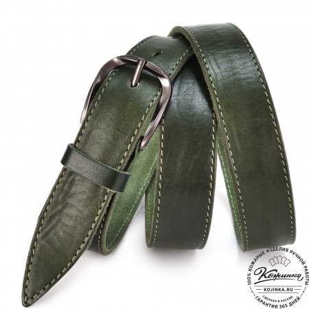 Кожаный ремень "Оникс" (зелёный)